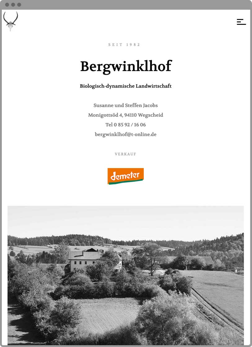 Webdesign Bergwinklhof Startseite auf iPad