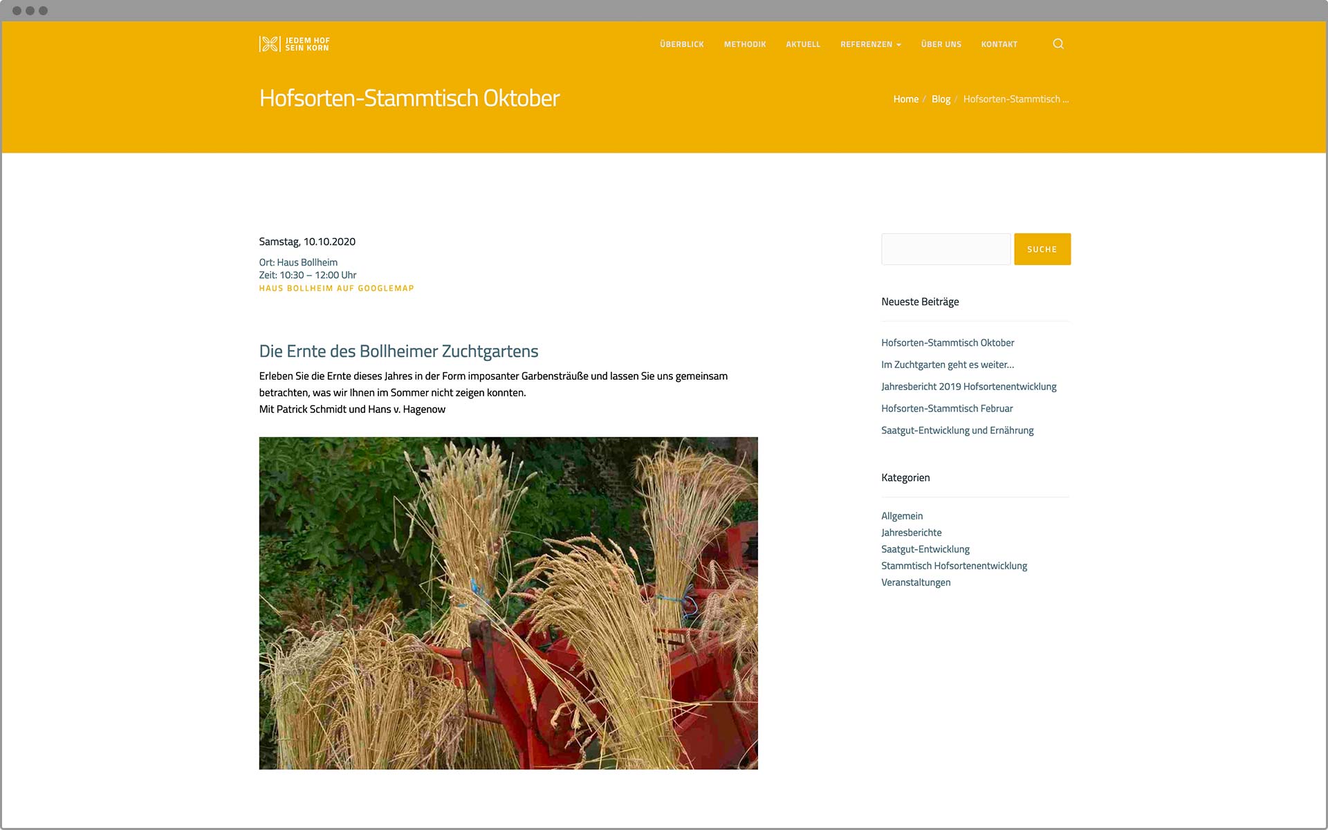 Webdesign Blogbeitrag für Zuchtgarten