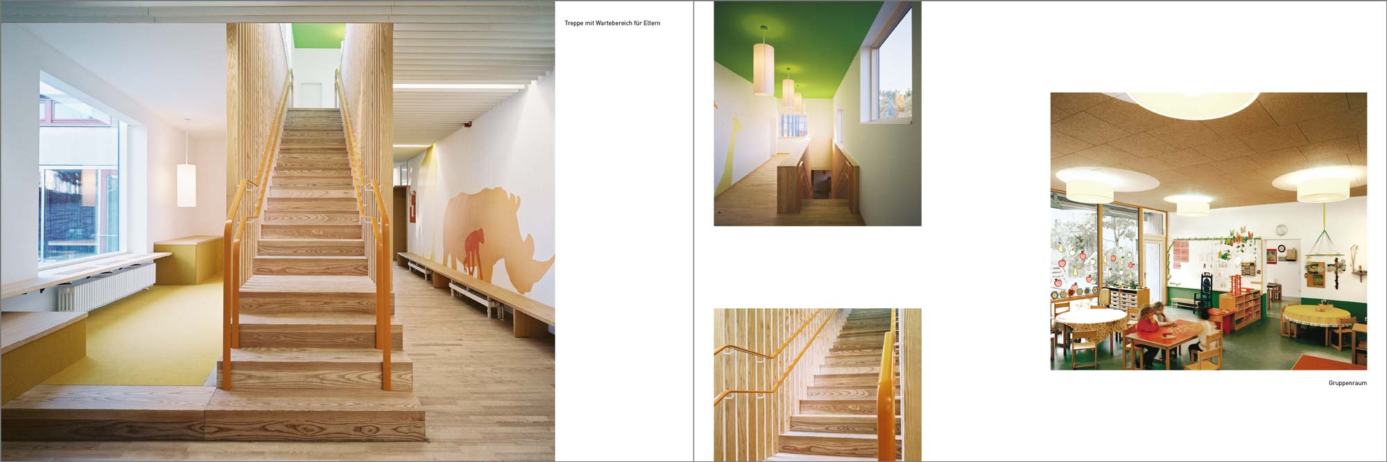 Gestaltung Imagebroschüre Architekten - Doppelseite Projektdarstellung - Kindergarten