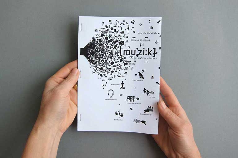 Grafikdesign für Musikveranstaltung »mu'zi:k« - Cover Broschüre