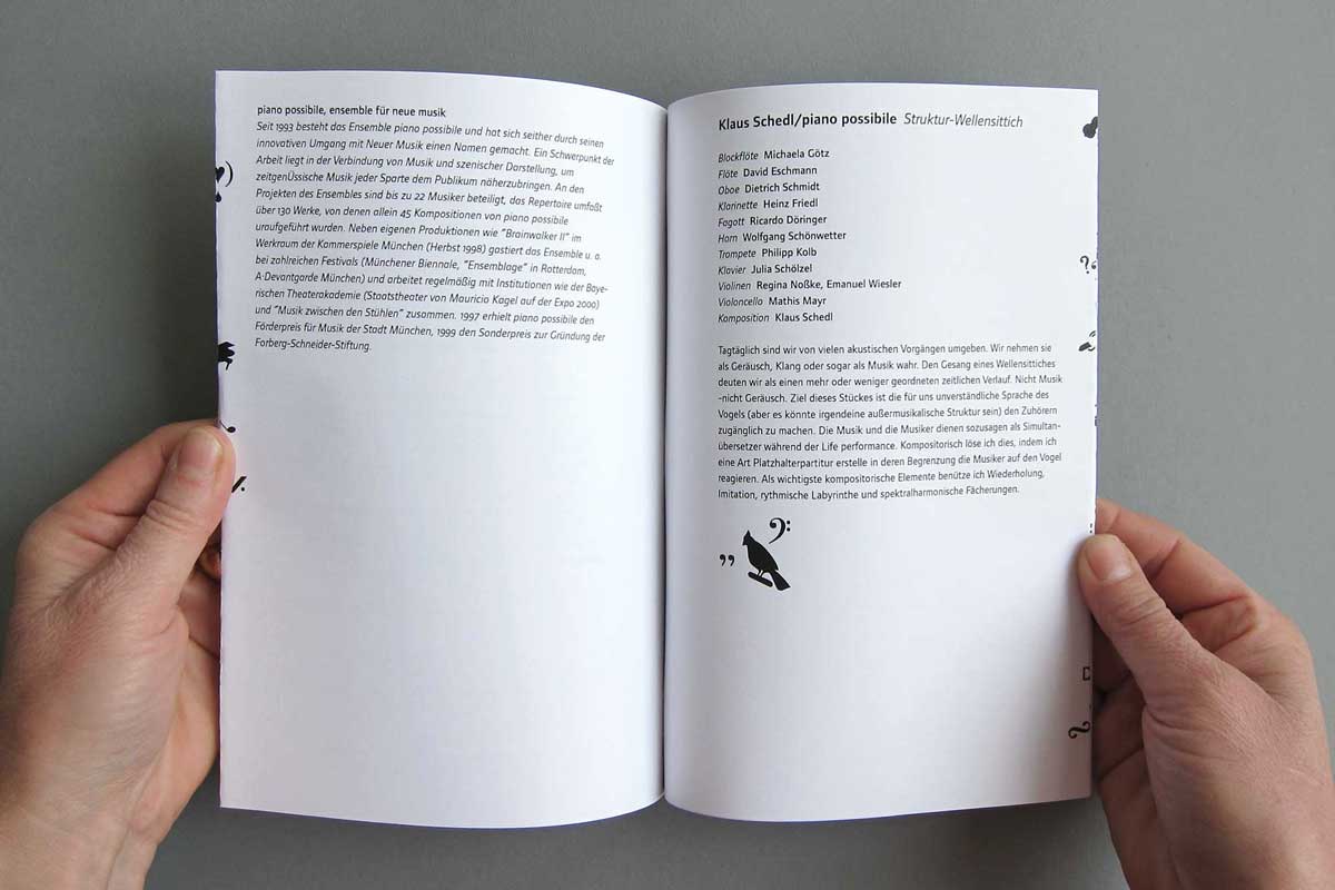 Grafikdesign für Musikveranstaltung »mu'zi:k« - Doppelseite Broschüre