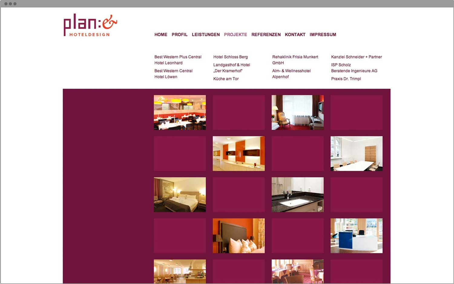 Corporate Design - Gestaltung Webauftritt - Übersicht Projekte - Innenarchitektinnen