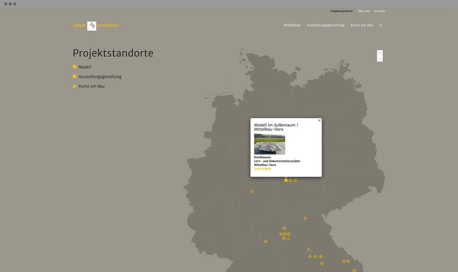 Webdesign sehen + verstehen - Übersichtsseite Standorte Projekte